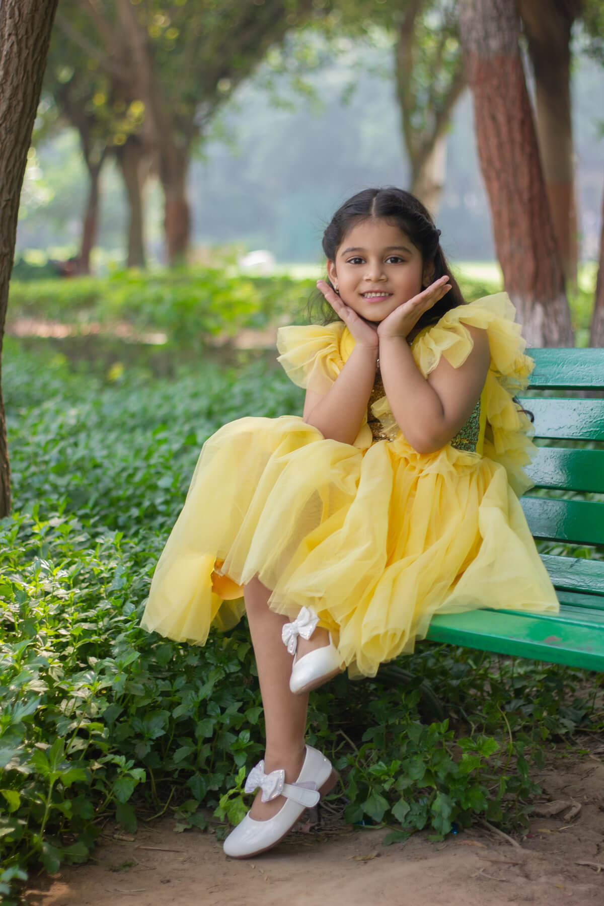 Cutedoll Yellow Color Net Partywear Kids Girl Dress
