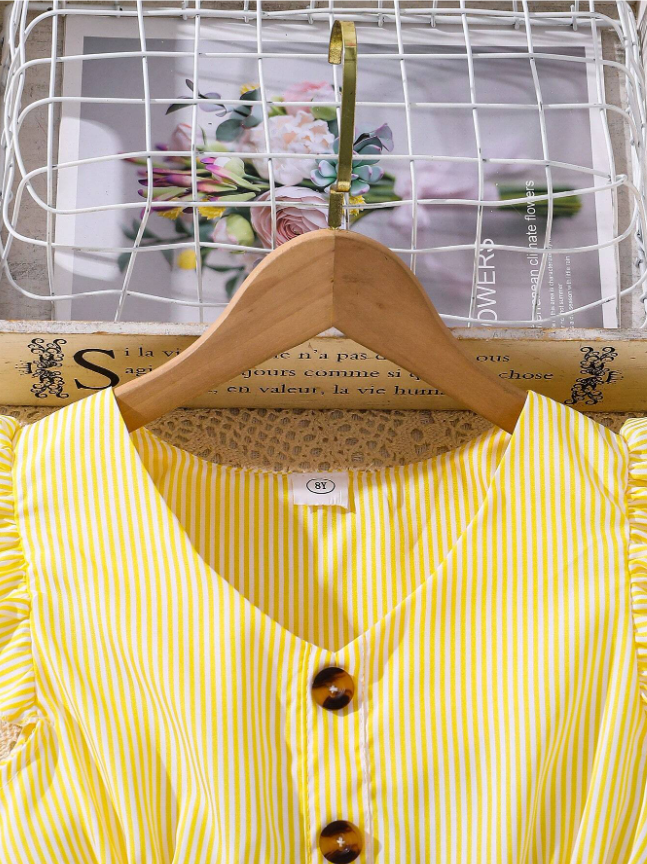Sunshine Stripes Flutter Sleeve Midi Dress