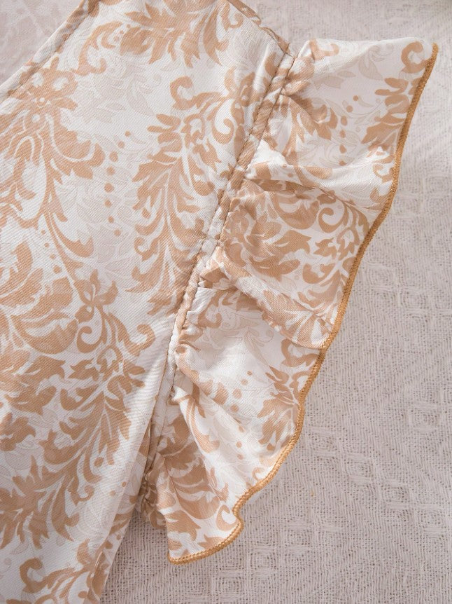 Royal Elegance Flutter Sleeve Top & High-Waist Pant Set – Graceful, Classy & Effortlessly Chic"