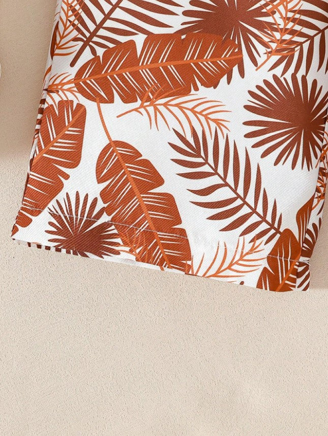 Island Vibes Sleeveless Crop Top & Tropical Leaf Print Pant Set – Bold, Breezy & Stylish"