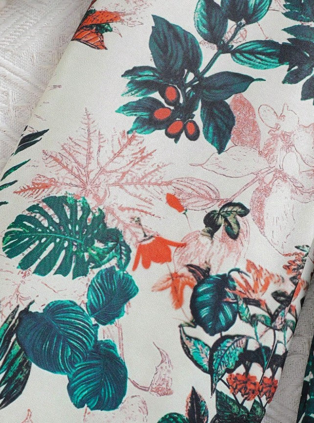Island Vibes Sleeveless Crop Top & Tropical Leaf Print Pant Set – Bold, Breezy & Stylish"
