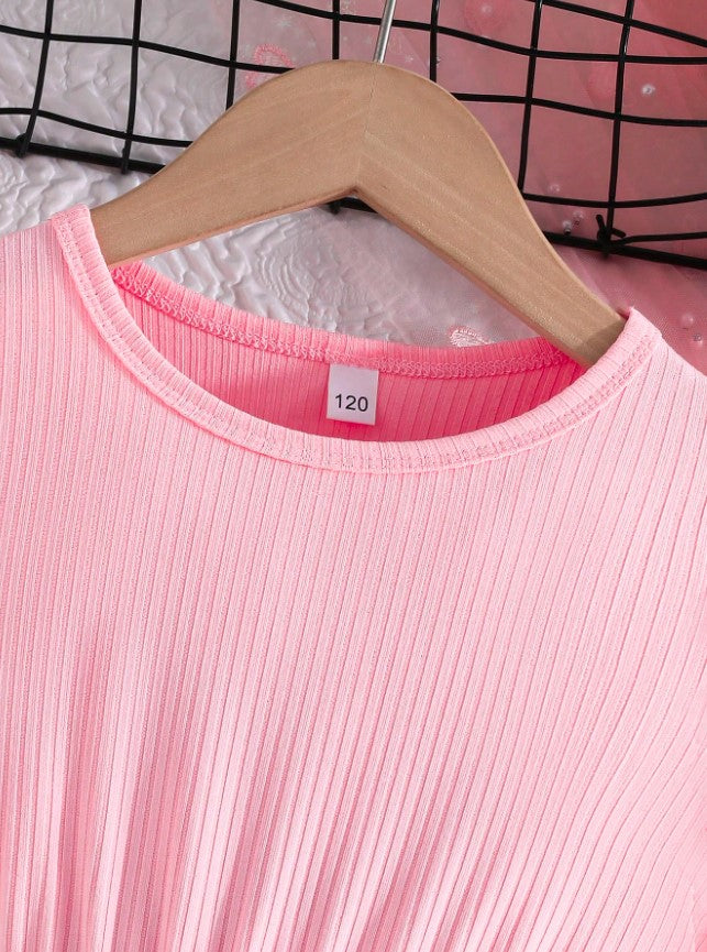 Pink Baby Girl Ruffled Sleeve Floral Print Casual Dress,