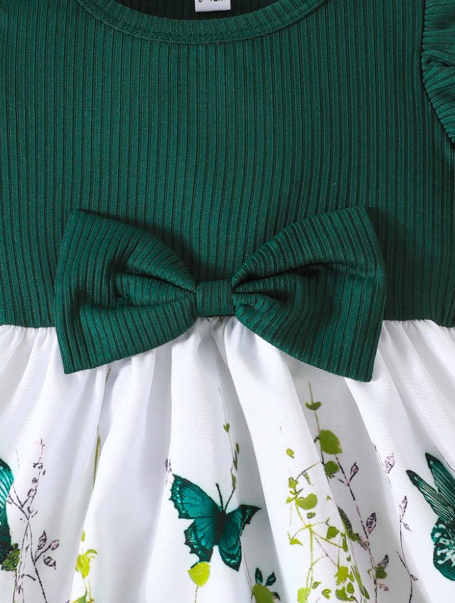 Infant Girls Summer Cap Sleeve Patchwork Printed Dress