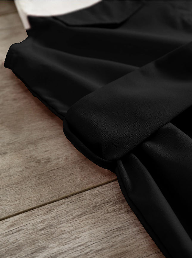 Black And White Sleeveless Shirt Dress With Bow Belt For Girls