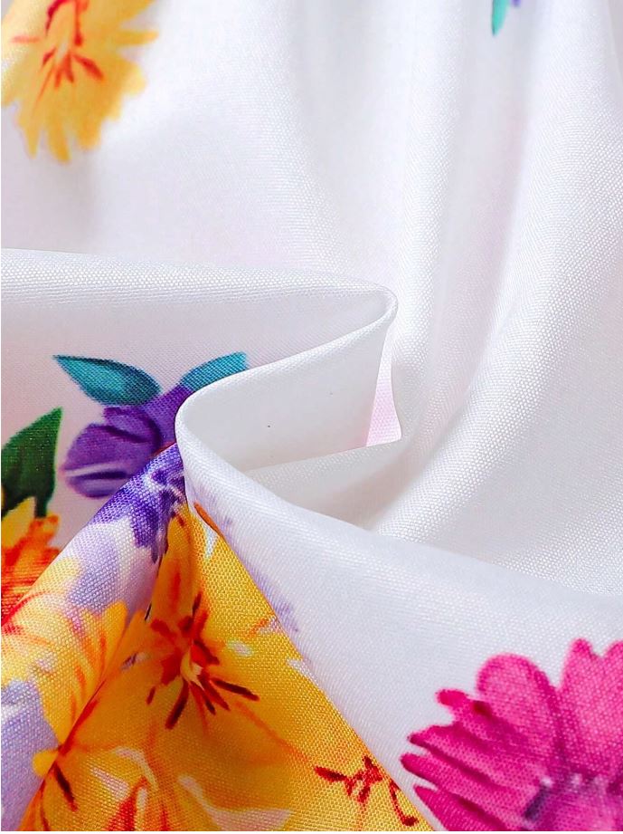 White Floral Printed New Trendy Kids Frock