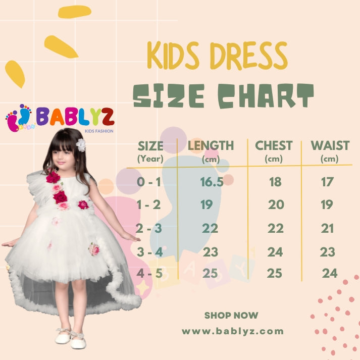 Bablyz Yellow Net Belt Kids Frock Dress