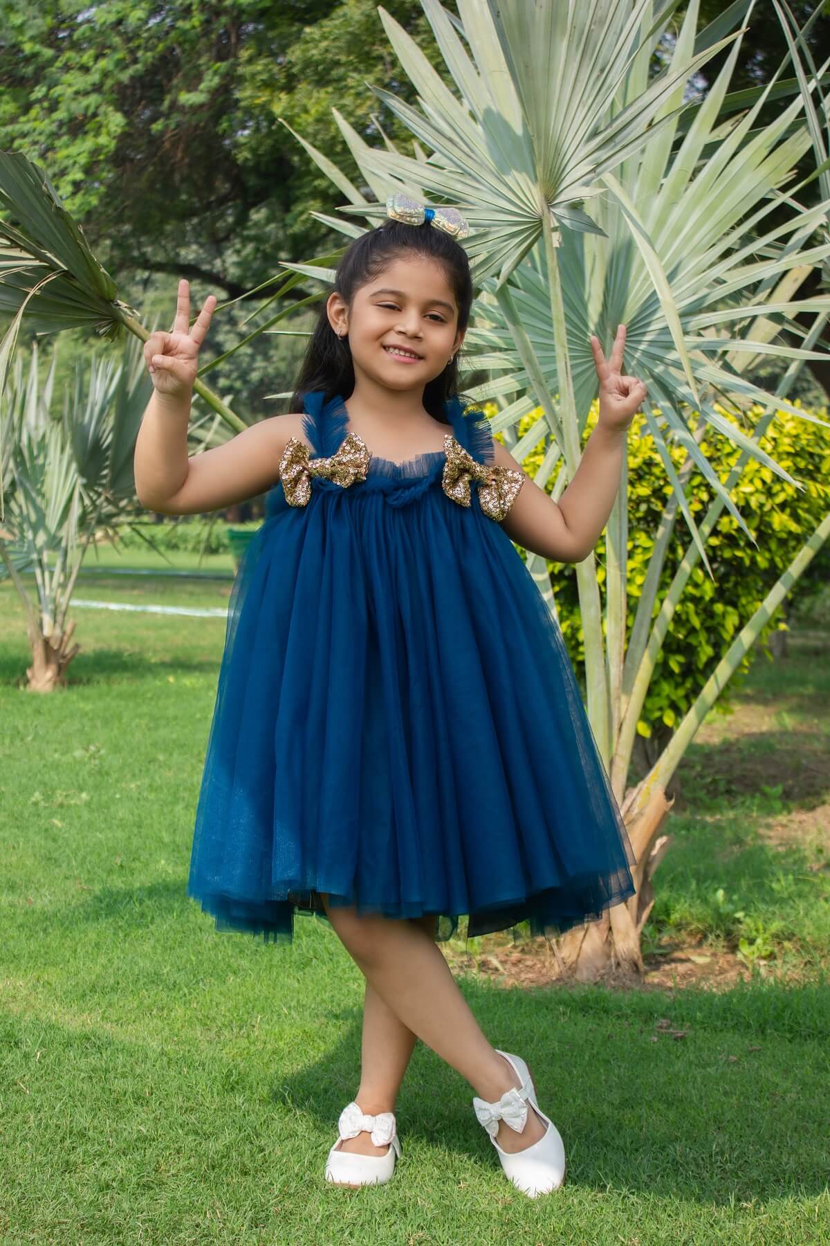 Cutedoll Teal Net Partywear Kids Girl Dress