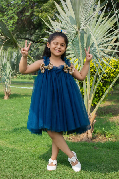 Cutedoll Teal Net Partywear Kids Girl Dress