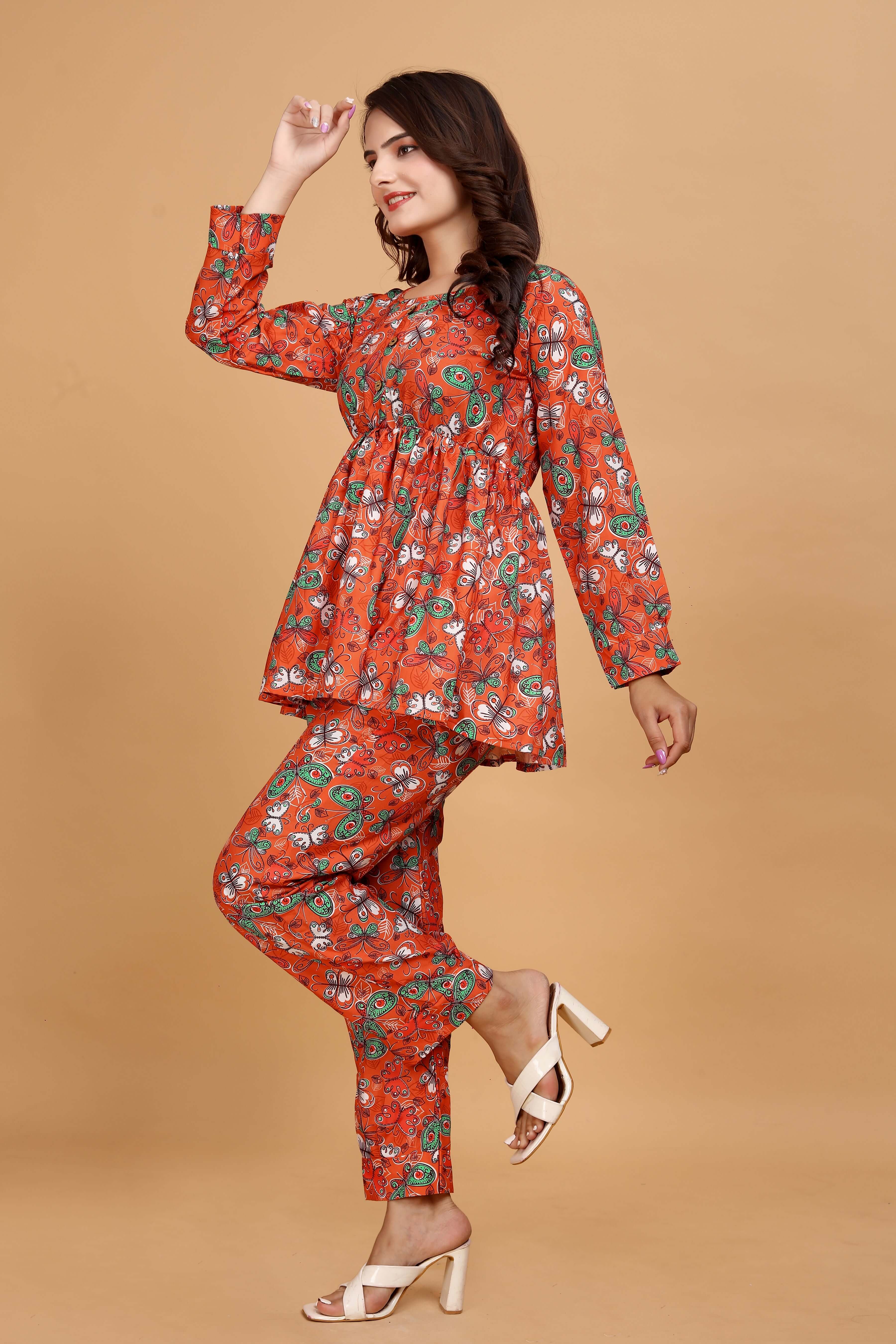 Designer Floral Printed Cotton Co-Ord set for Women