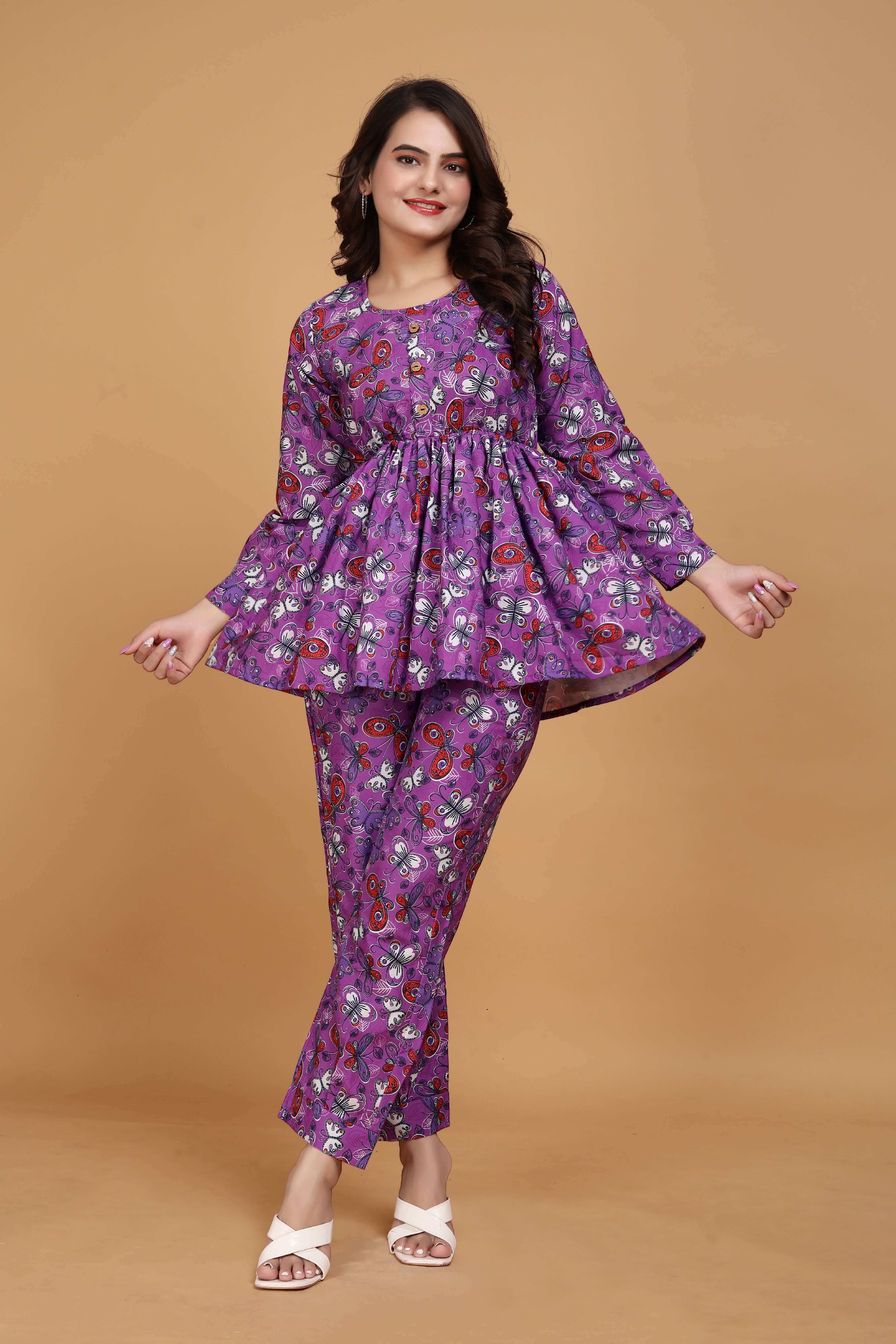 Women Cotton Rayon Ethnic Top Pant Set