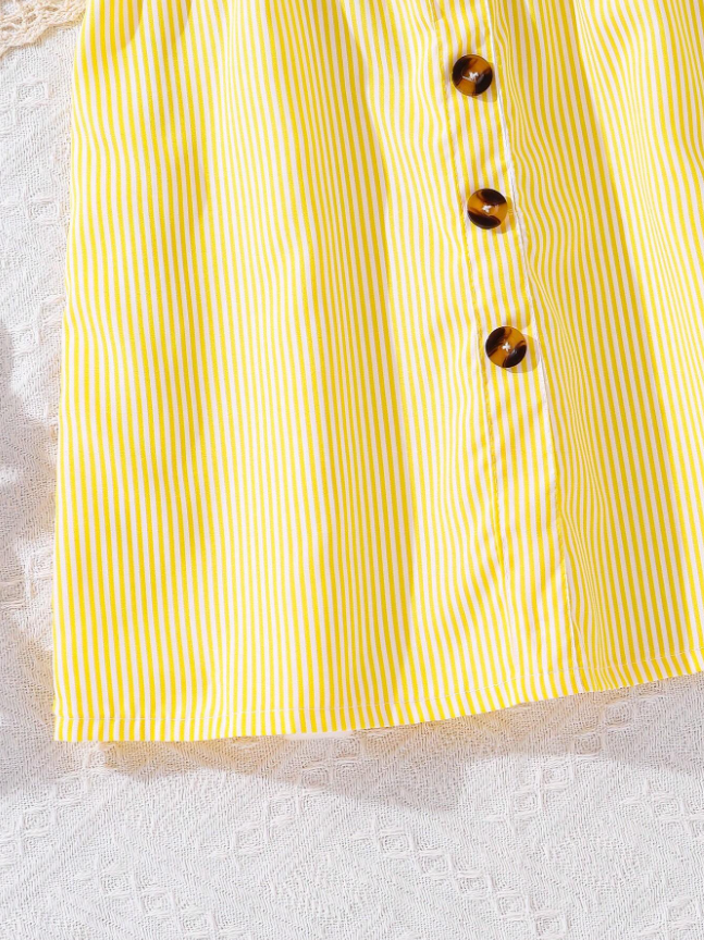 Sunshine Stripes Flutter Sleeve Midi Dress