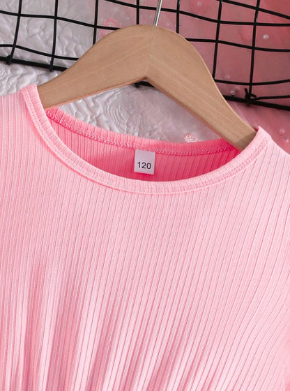 Pink Baby Girl Ruffled Sleeve  Floral Print Casual Dress,