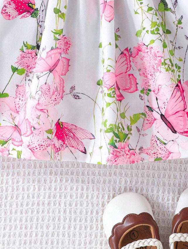 Infant Girls Summer Cap Sleeve Patchwork Printed Dress