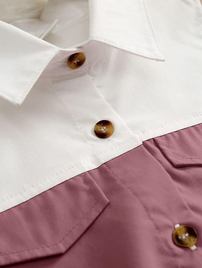 Dusty Pink' Sleeveless and White Shirt Dress with Bow Belt