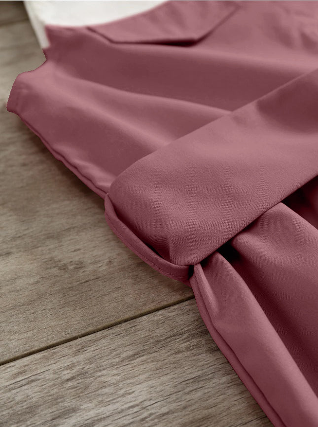 Dusty Pink' Sleeveless and White Shirt Dress with Bow Belt